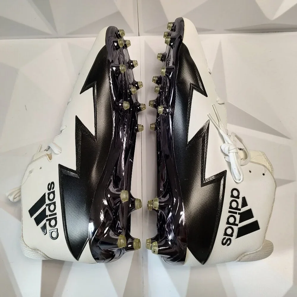 Adidas Mens Football Cleats 17 White Black Shoe Lacrosse High Molded Athletic - Picture 12 of 12
